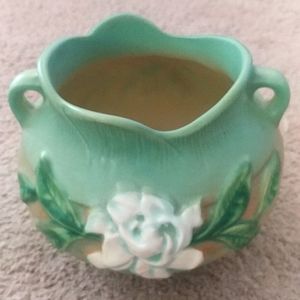 Vintage 1950's Roseville Pottery Planter Gardenia Rose Green 641-5 Beautiful